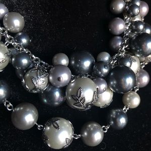Pearl Gray Multi-layer Necklace/Earrings